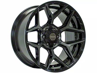 4Play 4P06 Gloss Black with Brushed Face 6-Lug Wheel; 24x12; -44mm Offset (19-23 RAM 1500)