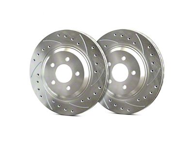 SP Performance Cross-Drilled and Slotted 6-Lug Rotors with Silver Zinc Plating; Front Pair (21-23 Tahoe, Excluding Police)