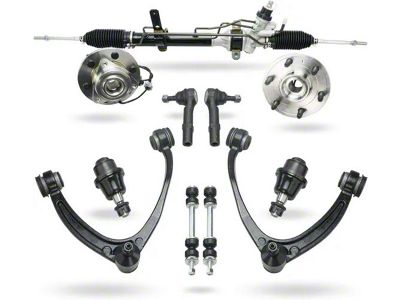 Power Steering Rack and Pinion with Wheel Hub Assemblies, Lower Ball Joints, Sway Bar Links and Upper Control Arms (07-13 4WD Silverado 1500, Excluding Hybrid)
