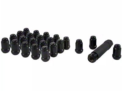 Black Closed End Spline Lug Nuts; M14 x 1.5; Set of 24 (99-23 Sierra 1500)