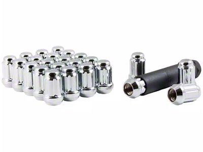 Chrome Closed End Spline Lug Nuts; M14 x 1.5; Set of 24 (99-23 Sierra 1500)