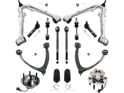 Front Upper and Lower Control Arms with Hub Assemblies, Sway Bar Links and Tie Rods (07-13 Silverado 1500 w/ Stock Cast Aluminum Control Arms)