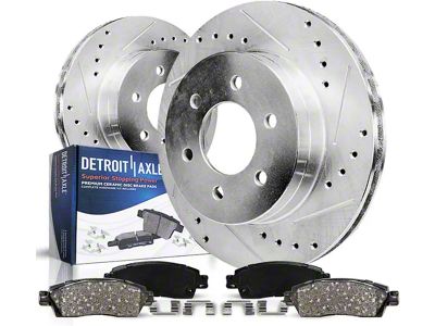 Drilled and Slotted 6-Lug Brake Rotor and Pad Kit; Rear (15-20 Tahoe)