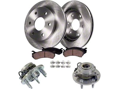 Vented 6-Lug Brake Rotor, Pad and Wheel Assemblies Kit; Front (08-14 4WD Tahoe, Excluding Police)