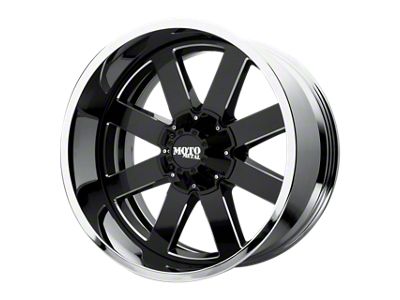 Moto Metal MO200 Gloss Black Milled Center with Chrome Lip 6-Lug Wheel; 20x12; -44mm Offset (99-06 Silverado 1500)