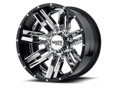 Moto Metal MO202 Chrome Center with Gloss Black Milled Lip 6-Lug Wheel; 20x10; -18mm Offset (99-06 Silverado 1500)
