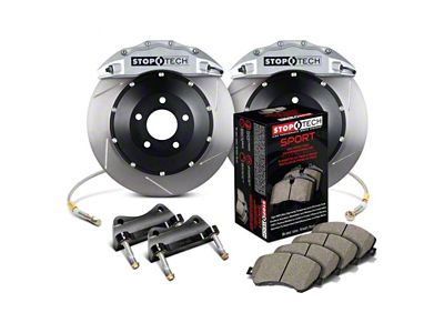 StopTech ST-60 Performance Slotted 2-Piece Rear Big Brake Kit; Silver Calipers (07-20 Tahoe)