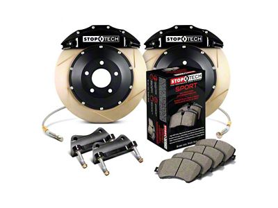 StopTech ST-60 Performance Slotted Coated 2-Piece Front Big Brake Kit; Black Calipers (07-14 Tahoe)