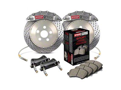 StopTech ST-60 Trophy Sport Drilled 2-Piece Rear Big Brake Kit; Silver Calipers (07-20 Tahoe)