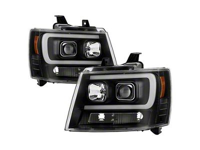 Signature Series LED DRL Projector Headlights; Black Housing; Clear Lens (07-14 Tahoe)