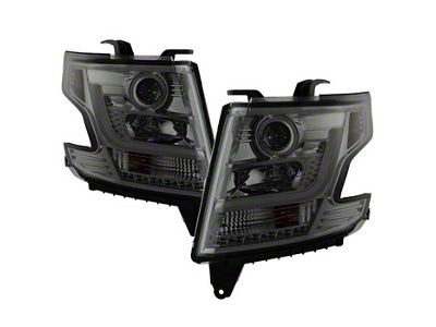 Signature Series LED DRL Projector Headlights; Chrome Housing; Smoked Lens (15-18 Tahoe)
