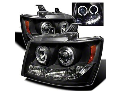 Signature Series LED Halo Projector Headlights; Black Housing; Clear Lens (07-14 Tahoe)