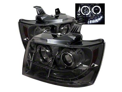 Signature Series LED Halo Projector Headlights; Chrome Housing; Smoked Lens (07-14 Tahoe)