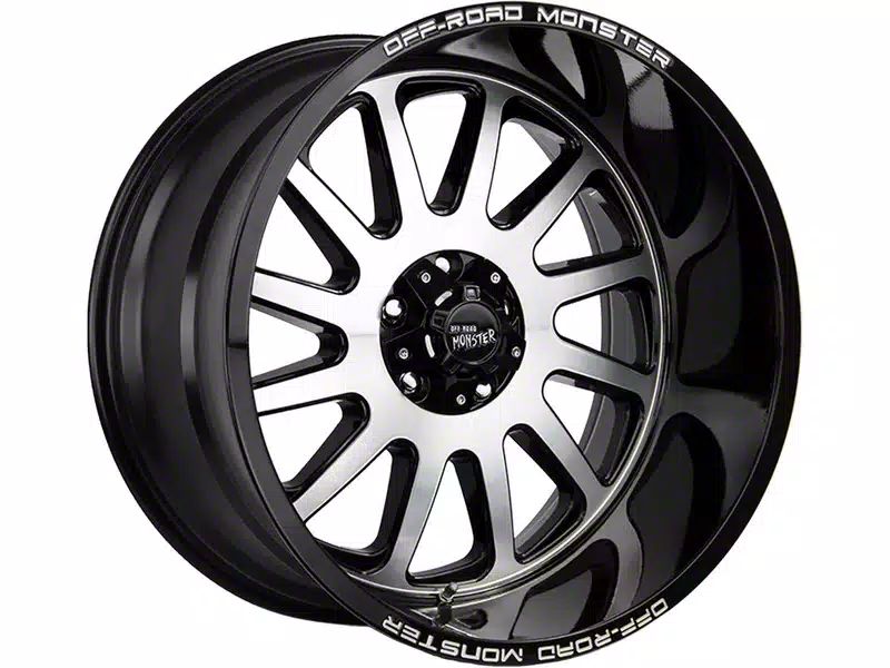 Off-Road Monster M17 Gloss Black Machined 6-Lug Wheel; 17x9; 0mm Offset (07-14 Tahoe)