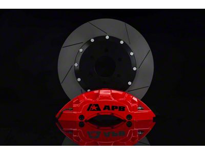 6-Piston Front Big Brake Kit with 16-Inch Slotted Rotors; Red Calipers (02-18 RAM 1500)