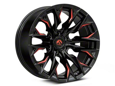 Fuel Wheels Flame Gloss Black Milled with Red Accents 6-Lug Wheel; 20x9; 20mm Offset (19-23 Sierra 1500)