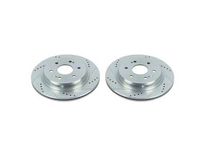 PowerStop Evolution Cross-Drilled and Slotted 6-Lug Rotors; Rear Pair (19-23 Silverado 1500)