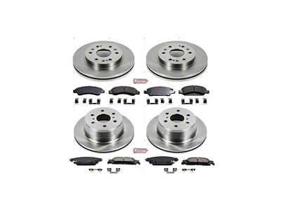 PowerStop OE Replacement 6-Lug Brake Rotor and Pad Kit; Front and Rear (14-18 Silverado 1500)