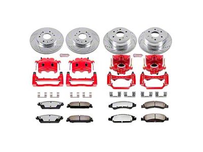 PowerStop Z36 Extreme Truck and Tow 6-Lug Brake Rotor, Pad and Caliper Kit; Front and Rear (07-13 Silverado 1500 w/ Rear Disc Brakes)