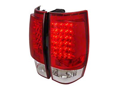LED Tail Lights; Chrome Housing; Red Clear Lens (07-14 Tahoe)