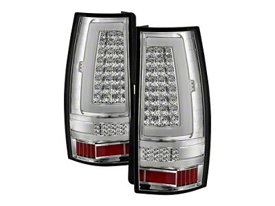 Version 2 Light Bar LED Tail Lights; Chrome Housing; Clear Lens (07-14 Yukon, Excluding Hybrid)