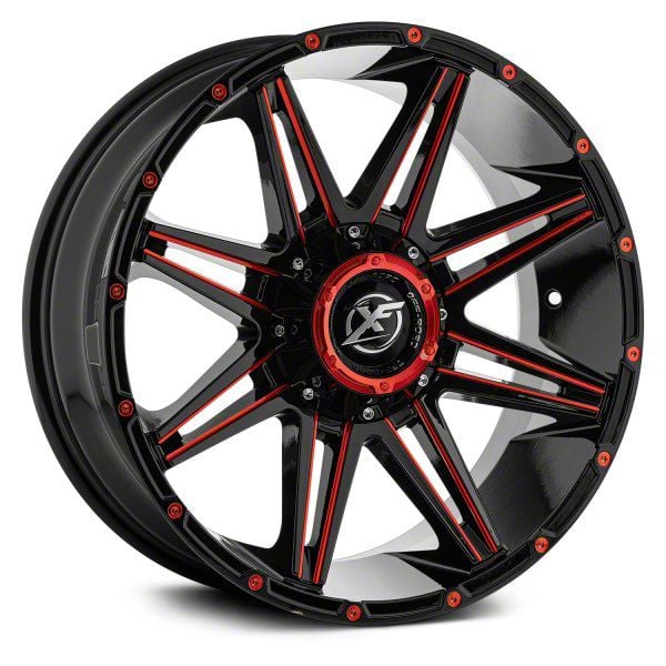 XF Offroad F-150 XF-220 Gloss Black Red Milled 6-Lug Wheel; 17x9; 12mm ...