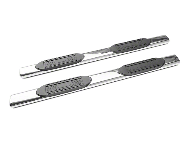 Barricade 6-Inch Oval Straight End Side Step Bars; Stainless Steel (15-22 Colorado Crew Cab)