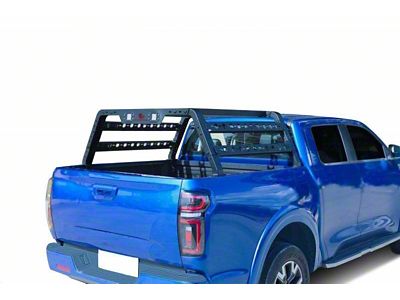 Overland Utility Bed Rack with Black 5.30-Inch Round LED Lights; Black (11-23 F-250 Super Duty)
