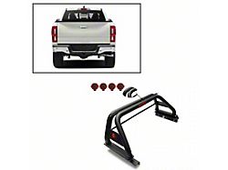 Classic Roll Bar with 7-Inch Red Round LED Lights; Black (19-23 Ranger w/ Tonneau Cover)