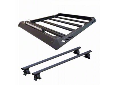 Traveler Cross Bar Roof Rack with Aluminum Basket; Black (19-23 Ranger)