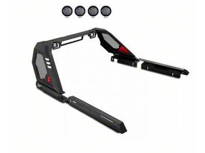 Vigor Roll Bar with 5.30-Inch Black Round Flood LED Lights; Black (19-23 Ranger)