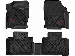 3W All Weather Front and Rear Floor Liners with Red Logo; Black (19-23 Ranger SuperCrew)
