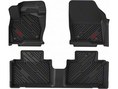 3W All Weather Front and Rear Floor Liners with Red Logo; Black (19-23 Ranger SuperCrew)