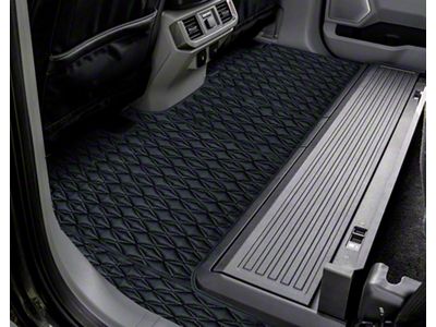 Single Layer Diamond Front and Rear Floor Mats; Black and Black Stitching (19-23 Ranger SuperCrew)