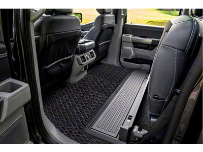 Single Layer Diamond Front and Rear Floor Mats; Black and Red Stitching (19-23 Ranger SuperCab)