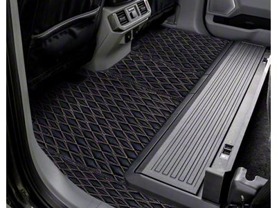 Single Layer Diamond Front and Rear Floor Mats; Black and White Stitching (19-23 Ranger SuperCrew)