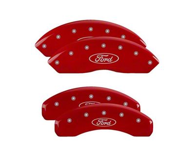 MGP Red Caliper Covers with Ford Oval Logo; Front and Rear (19-23 Ranger)
