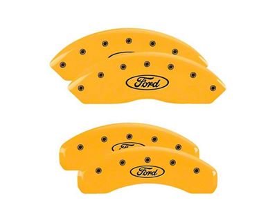 MGP Yellow Caliper Covers with Ford Oval Logo; Front and Rear (19-23 Ranger)