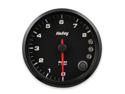Holley 3-3/8-Inch 8K Tachometer with Shift Light; Black (Universal; Some Adaptation May Be Required)