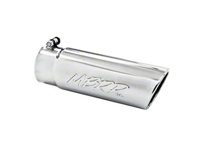 MBRP Angled Cut Rolled End Exhaust Tip; 4-Inch; Polished (Fits 3.50-Inch Tailpipe)
