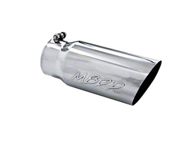MBRP Angled Cut Round Exhaust Tip; 5-Inch; Polished (Fits 4-Inch Tailpipe)