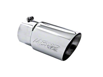 MBRP Angled Cut Dual Wall Exhaust Tip; 6-Inch; Polished (Fits 5-Inch Tailpipe)