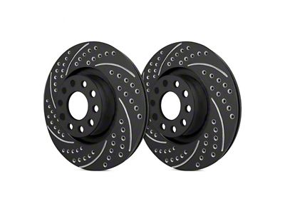 SP Performance Double Drilled and Slotted 6-Lug Rotors with Black Zinc Plating; Rear Pair (19-23 Ranger)