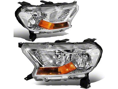 Factory Style Headlights with Amber Corners; Chrome Housing; Clear Lens (19-23 Ranger w/ Factory Halogen Headlights)