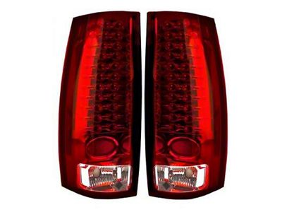 LED Tail Lights; Chrome Housing; Ruby Red Lens (07-14 Yukon, Excluding Hybrid)