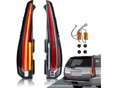 Sequential LED Tail Lights; Black Housing; Red Clear Lens (07-14 Yukon)