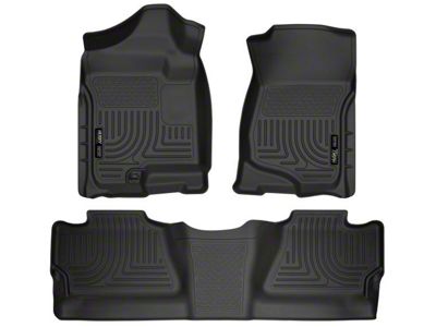 Husky Liners WeatherBeater Front and Second Seat Floor Liners; Footwell Coverage; Black (07-14 Sierra 2500 HD Crew Cab)