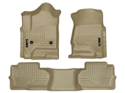 Husky Liners WeatherBeater Front and Second Seat Floor Liners; Footwell Coverage; Tan (15-19 Sierra 2500 HD Double Cab)