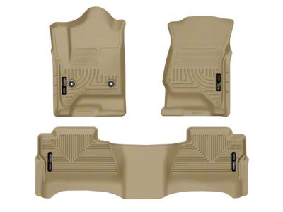 Husky Liners WeatherBeater Front and Second Seat Floor Liners; Footwell Coverage; Tan (15-19 Sierra 2500 HD Crew Cab)