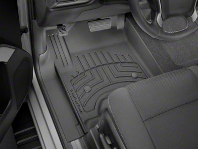 Weathertech Front and Rear Floor Liner HP; Black (20-23 Silverado 3500 HD Crew Cab w/ Front Bucket Seats & Rear Underseat Storage)